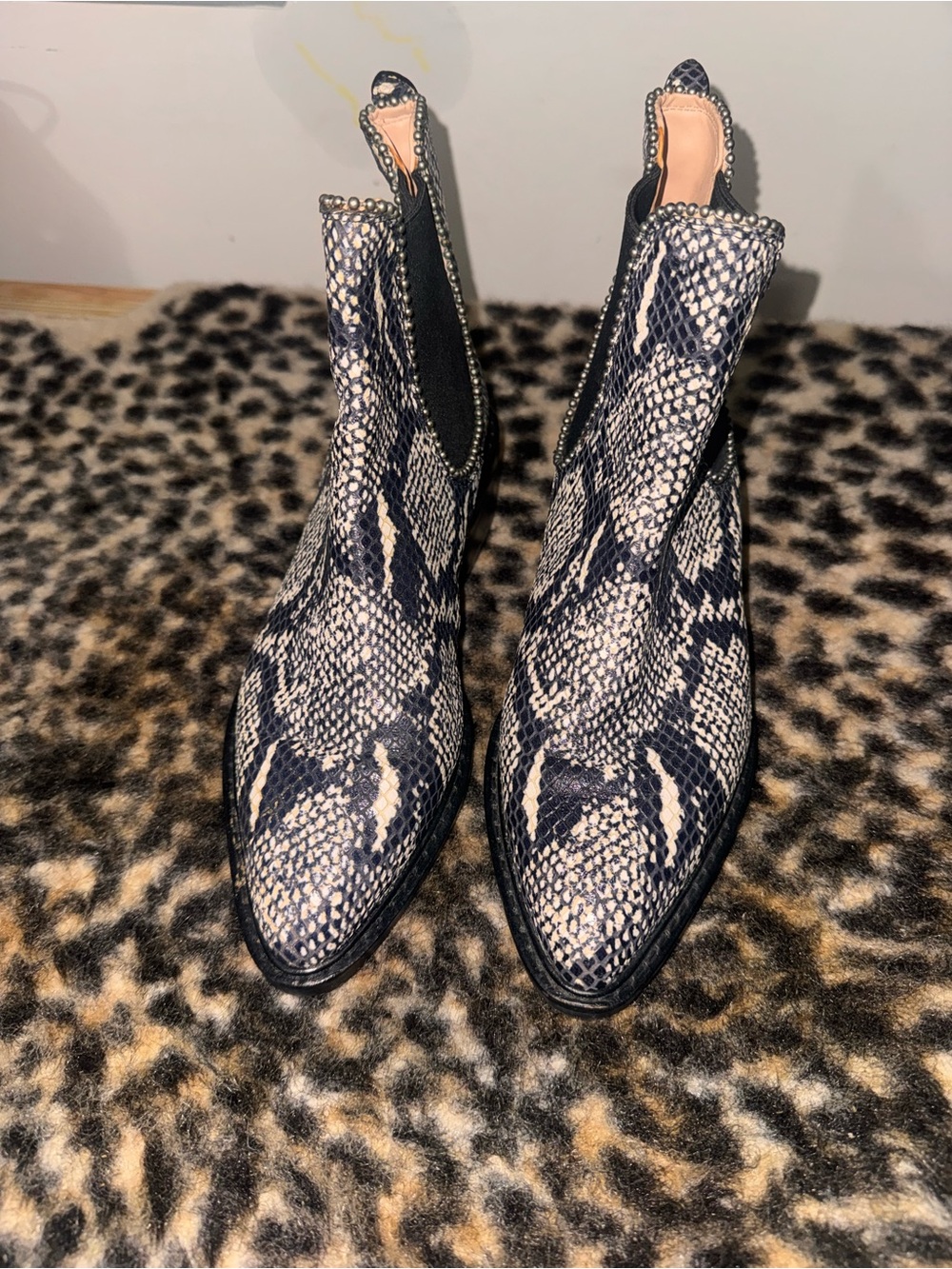 Coach snake skin boots- Black/White